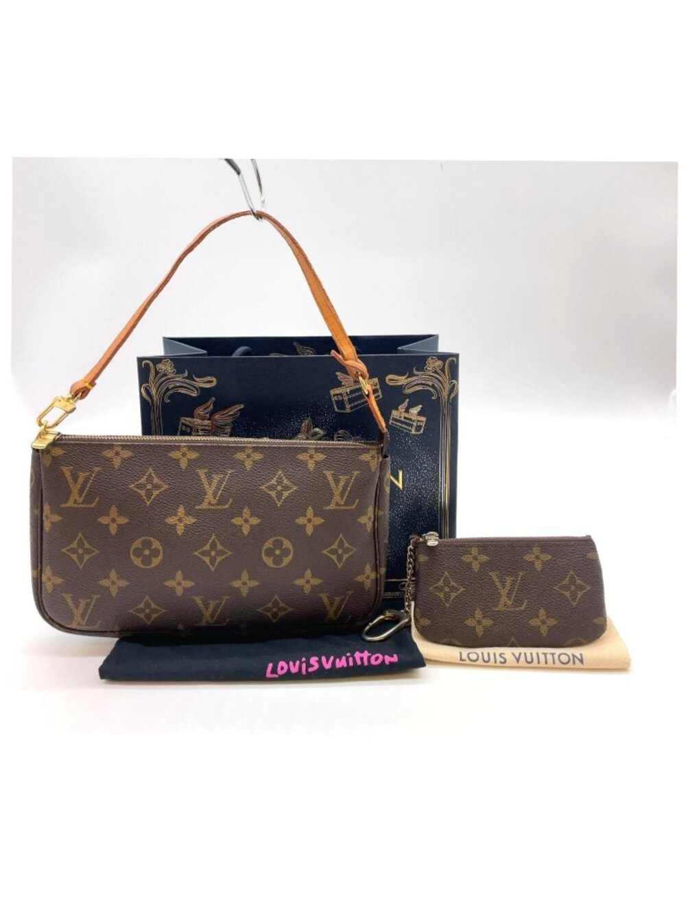 Authentic Louis Vuitton Monogram Pochette Accessoires & Cles Coin case Set 2 - Picture 2 of 16